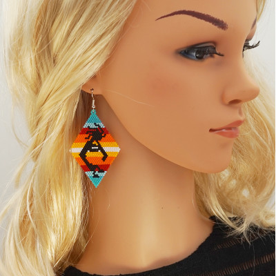 Kokopelli Earrings of Delica Seed Beads
