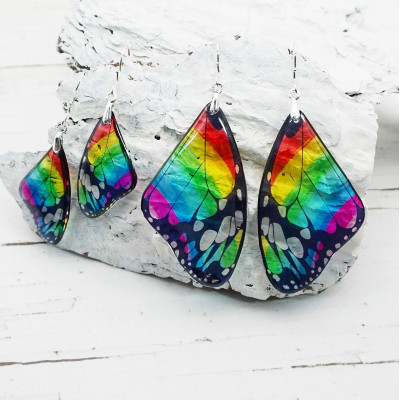 Rainbow butterfly earrings