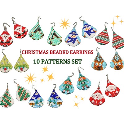 Christmas Beaded Earrings Patterns Set of 10