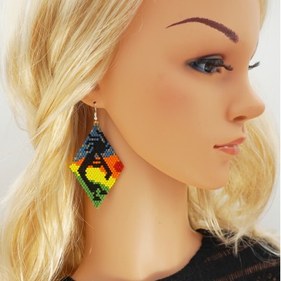 Kokopelli Beaded Earrings in Vibrant Colors - Galiga Jewelry