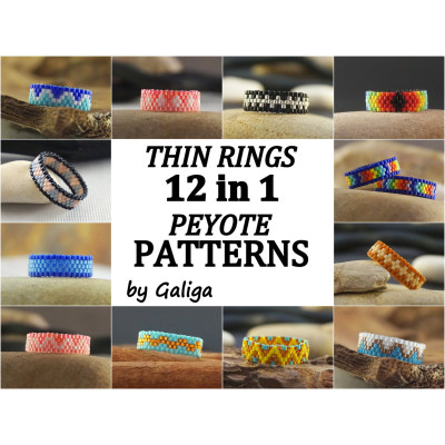 Peyote Ring Patterns Set of 12 - Thin Rings