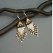 Brown white beaded earrings with fringe