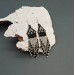 Tiny Grey - Black Beaded Earrings with Fringe