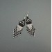 Tiny Grey - Black Beaded Earrings with Fringe