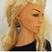 Grey black beaded earrings with fringe