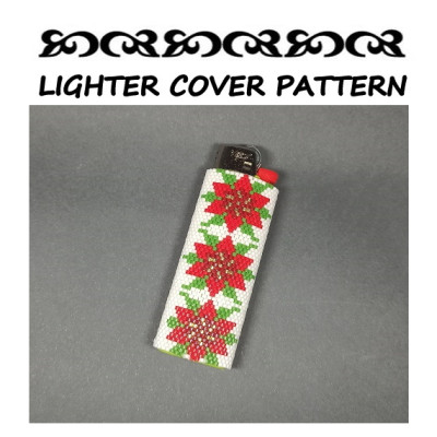 Pattern for Beaded Lighter Cover - Christmas Flower Poinsettia