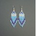 Small Light Blue Beaded Earrings with Fringe of Seed Beads Toho