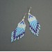 Small Light Blue Beaded Earrings with Fringe of Seed Beads Toho