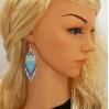 Small Light Blue Beaded Earrings with Fringe of Seed Beads Toho