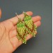 Small Lime Green Beaded Earrings with Fringe of Seed Beads Toho
