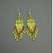Small Lime Green Beaded Earrings with Fringe of Seed Beads Toho