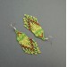 Small Lime Green Beaded Earrings with Fringe of Seed Beads Toho