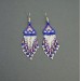 Small Cobalt Blue - White Shades Beaded Earrings with Fringe