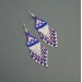 Small Cobalt Blue - White Shades Beaded Earrings with Fringe