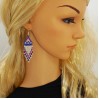 Small Cobalt Blue - White Shades Beaded Earrings with Fringe