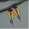 Long Black and Colorful Dangle Beaded Earrings