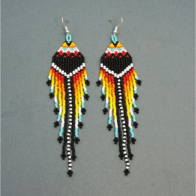 Long Shoulder Duster Colorful Dangle Beaded Earrings