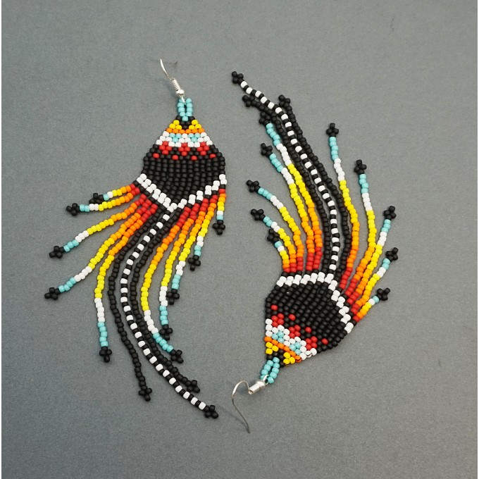 Long Shoulder Duster Colorful Dangle Beaded Earrings