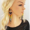 Long Shoulder Duster Colorful Dangle Beaded Earrings