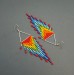 Colorful Rainbow Beaded Dangle Earrings on Silver Triangle