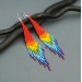 Long Colorful Rainbow Beaded Dangle Earrings