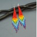 Long Colorful Rainbow Beaded Dangle Earrings