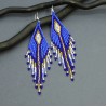 Cornflower blue beaded dangle earrings