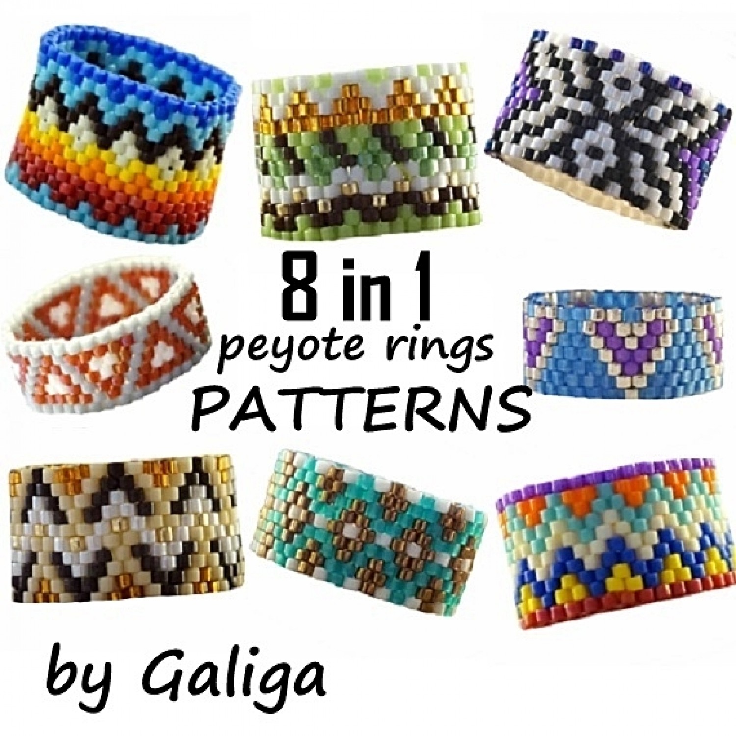 Peyote Stitch Ring 5 Pattern Bundle - Instant Digital Download