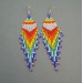 Rainbow Shoulder Duster Statement Earrings of Seed Beads