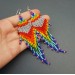 Rainbow Shoulder Duster Statement Earrings of Seed Beads