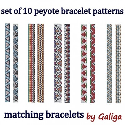SET OF 5 Bead Loom Bracelet Patterns