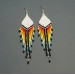 Long Colorful Striped Dangle Beaded Earrings with White Top
