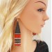 Long Red and Black Boho Dangle Beaded Earrings