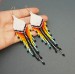 Long Colorful Striped Dangle Beaded Earrings with White Top
