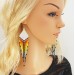 White top long dangle beaded earrings