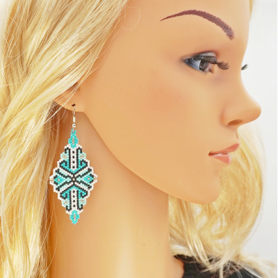 New design Wavy rhombus turquoise mint earrings