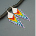 Shoulder Duster Bohemian Earrings in Rainbow Colors with White Top