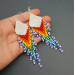 Shoulder Duster Bohemian Earrings in Rainbow Colors with White Top