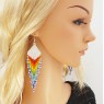 Shoulder Duster Bohemian Earrings in Rainbow Colors with White Top