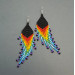 Shoulder Duster Bohemian Earrings in Rainbow Colors with Black Top