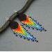 Shoulder Duster Bohemian Earrings in Rainbow Colors with Black Top