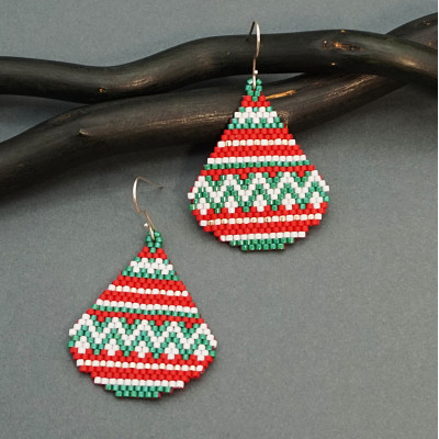 Christmas Ornament Small Beaded Earrings
